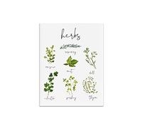 Kitchen Herbs Art Print-Watercolor Culinary Herb Collection Botanical Plant Wall Art Green Canvas Poster Dining Room Pictures Wall Decor Gift for Birthday Christmas Singles Day (8"x10" Unframed)