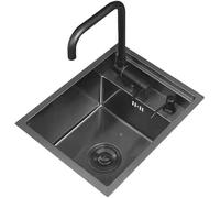 Kitchen Hidden Siphon Kitchen Prep Compact Single Bowl for Balcony RV Bar with Cover Countertop Inset Sink Coffee Shop Stainless Steel Sink Sinks