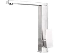 Kitchen High Spout Mixer Taps Square Stainless Steel Swivel Single Handle Lever Monobloc Faucet