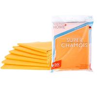 Kitchen + Home Super Chamois - Extra Large 20" X 27" Super Absorbent Cleaning Cloth - 6 Pack Orange Shammy - Holds 10x It's Weight In Liquid
