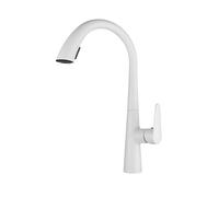 Kitchen Hot and Cold Water Pull-Out Retractable Splash Resistant Faucet, White