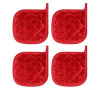 Kitchen Hot Pads Set of 4, Heat Resistant Pot Holders with Thick Padding and Non-Slip Grip, Multi-Use Trivets and Countertop Protector Pads for Oven and Stove(4pcs Red)