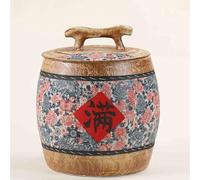 Kitchen Household Sealed Jar With Lid Porcelain Bottle & Chinese Large-Capacity Rice Pot, Grain And Stor age Container Large Capacity Dispenser For Rice, Flour, Pet Food(B,Capacity