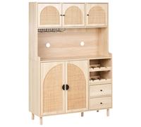 Beliani Kitchen Hutch Campbellton 120 Cm Light Brown, Brown