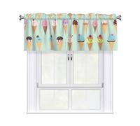 Kitchen Ice Cream Cones Print Curtain Valance 54x18inch,Filtering Semi Sheer,1 Panel Short Curtains For Bedroom,Bathroom