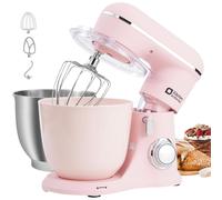 Kitchen in the Box Stand Mixer | 4.5L + 5L Dual Bowls | 1300W Electric Food Mixer | 10 Speeds | Dough Hook, Whisk & Beater | Matte Finish | Rose Pink