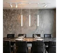 Kitchen Island 6 LED White Track Pendant & Spot Lighting Kit,120V 3CCT | 3 Pendant Lights & 3 4000K Spotlights with 9.84FT H-Type Rails, Modern Ceiling Light Fixture for Dining Room Living Room Cafe