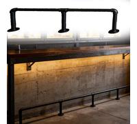 Kitchen Island Foot Rest 8.2' 8.3' 8.4' 8.5' 8.6' 8.7' 8.8' 8.9' 9.0', Metal Bar Foot Rail Kit with Undercounter Bracket Hardware, Linear Foot Rest Tobe(5ft/152cm)