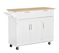 HOMCOM Kitchen Island Utility Cart, with 2 Storage Drawers Cabinets Dining Room