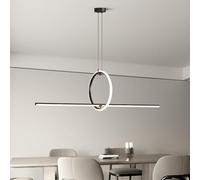 Kitchen Island Pendant Lighting, Linear Light Fixture, 72W 3000K Warm Light LED Hanging Light Fixture for Dining Room, Kitchen, Breakfast Bar, Living Room Black