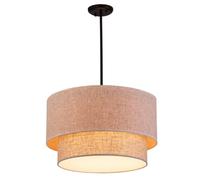 Kitchen Island Round Ceiling Hanging Lamp Handmade Fabric Pendant Light Fixture Double Layer Linen Lantern Lamp Unique Ceiling Mount Chandelier to Decor Living Room,Bedroom Restaurant Cafe
