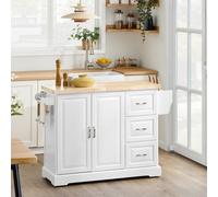 Kitchen Island With Extendable Worktop &doors On Wheels White Kitchen Storage Trolley, Sobuy Fkw41-Ii-Nw