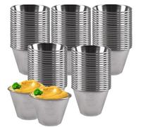 Kitchen kemistry Big Sauce Cups- 2.5oz, Stainless Steel Ramekin Dipping Sauce Cup, Commercial Grade Individual Round Condiment Cups, Pack of 100