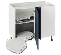Kitchen Kit Blue Supermatt Slab Door Base Unit With Dual-Handed Nuvola Blind Corner Cabinet Flatpack - 1000X720mm