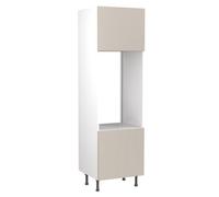 Kitchen Kit Double Oven Tall Housing Unit 600mm W/ Slab Cabinet Door - Super Matt Light Grey
