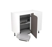 Kitchen Kit Flatpack J-Pull Blind Corner Base Cabinet with Dual Handed Pull Out 1000mm - Super Gloss Graphite