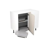 Kitchen Kit Flatpack J-Pull Blind Corner Base Cabinet with Dual Handed Pull Out 1000mm - Ultra Matt Light Grey