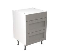 Kitchen Kit Flatpack Shaker 3 Drawer Base Cabinet 600mm - Ultra Matt Dust Grey