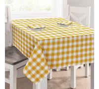 Kitchen Kit Kitchen Trends Ochre Seersucker Gingham Check 100% Cotton Tablecloth 50Cm X 70Cm