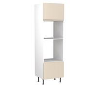 Kitchen Kit Oven & Microwave Tall Housing Unit 600mm W/ J-Pull Cabinet Door - Super Gloss Cashmere