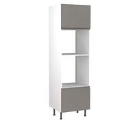 Kitchen Kit Oven & Microwave Tall Housing Unit 600mm W/ J-Pull Cabinet Door - Super Gloss Dust Grey