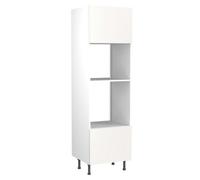 Kitchen Kit Oven & Microwave Tall Housing Unit 600mm W/ Value Slab Cabinet Door - Matt Snow White