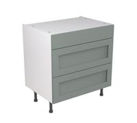 Kitchen Kit Sage Green Matt Shaker Door Base Unit Cabinet 3 Drawer Soft Close Flatpack - 800X870mm