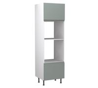 Kitchen Kit Sage Green Matt Shaker Door Oven & Microwave Housing Tall Unit Cabinet Soft Close Drawers Flatpack - 600X2120mm