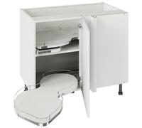 Kitchen Kit White Gloss Slab Door Base Unit With Dual-Handed Nuvola Blind Corner Cabinet Flatpack - 1000X720mm
