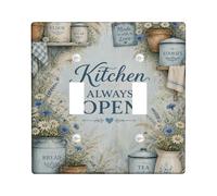 Kitchen Kitchen Double Light Switch Cover Plate, Rustic Vintage Flour Sugar Spring Blue Plastic Standard Size Switch Plate Decorative for Bedroom Bathroom Home Entrance Decor