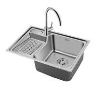 Kitchen Kitchen SUS304 Stainless Steel Laundry Tub 66 * 45cm Vegetable Washing Pool Single Basin Balcony Washboard With Faucet Siphon Prep Sink Sinks