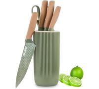 Kitchen Knif Set, 6 Pieces Professional Knife Set for Kitchen, Ultra-Sharp Stainless Steel Chef Knife Set with Universal Knife Block, Perfect Present for Mom Wife Girl (Green)