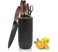 Kitchen Knif Set, 6 Pieces Professional Knife Set for Kitchen, Ultra-Sharp Stainless Steel Chef Knife Set with Universal Knife Block, Perfect Present for Mom Wife Girl (Black)