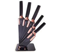 Kitchen Knife Block Set Copper 5 Piece Set with Knives Clear Acrylic Block Stainless Steel Blades - by Nuovva