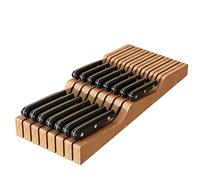 Kitchen Knife Organizer Tray - Bamboo In-Drawer Knife Block Holds Up to 15 Knives