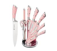 Kitchen Knife Set, 9 Piece Professional Kitchen Set with 360 Degree Rotating Acrylic Stand, Stainless Steel Sharp Chef Knives Set with Ergonomic Handle, Knife Set with Block
