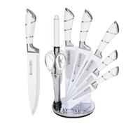 Kitchen Knife Set, 9 Piece Professional Kitchen Set with 360 Degree Rotating Acrylic Stand, Stainless Steel Sharp Chef Knives Set with Ergonomic Handle, Knife Set with Block