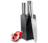 Kitchen Knife Set with Block -. Upright Granite Effect Kitchen Knife Holder for Professional Storage - High Carbon Steel, Sharp Precision Ground Chef’s, Carving, Bread, All-Purpose & Paring Knives