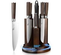Kitchen Knife Set with Magnetic Block and Sharpener 14 Piece Knife Set 360° Rotatable Holder Ultra Sharp High Carbon Stainless Steel Knives Sets with Steak Knives, Anti-Slip Ergonomical Handle