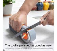 Kitchen Knife Sharpener, 6 in1 Stage Pocket Knife Sharpeners, Manual Knife Sharpener with Ceramic Rods, Diamond Sand, Tungsten Steel Sheets,3 Adjustable Speeds, Easy Grip Handle, Non-Slip Base (Gray)