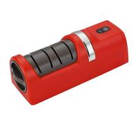 Kitchen Knife Sharpener Electric, Automatic Knife Sharpener with Non Slip Base & 3-Stage Adjustment, Compact and Cordless Tool for Household Knives (Red) Automatic