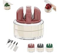 Kitchen Knife Sharpener with Suction Base for Hands Free Pocket Knife,Easy to Use Sharpening Tool,Multi-Angle Pocket Knives Sharpener Suitable for Cleaver,Fruit Knives,Scissors (Red)