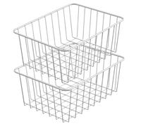 Kitchen Lift Basket,2pcs Stainless Steel Wire Chest Freezer Organizer, Stackable Rectangle Freezer Baskets For Upright Freezer, Home, Office