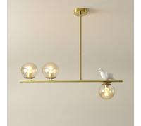 Kitchen Linear Pendant Lighting Over Island Amber Glass Mid Century Modern Linear Chandelier Birds Decor Antique Gold Industrial Hanging Lamp For Dining Room Kitchen Island Farmhouse