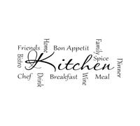 Kitchen Logo Bon Appetit Restaurant Wine Food Words Lettering Decals 50.4x109.1cm Wall beautification Black