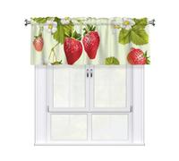Kitchen Lovely Strawberry Print Curtain Valance 54x18inch,Filtering Semi Sheer,1 Panel Short Curtains For Bedroom,Bathroom