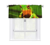 Kitchen Lovely Tree Frogs Print Curtain Valance 54x18inch,Filtering Semi Sheer,1 Panel Short Curtains For Bedroom,Bathroom