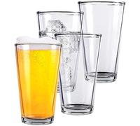Kitchen Lux Pint Beer Glasses Set of 4 - 16 oz Tall Clear Drinking Glasses and All Purpose Tumblers - Heavy Base Cocktail, Water, Juice Glass - Pub Style Design For Home Dining, Bars, and Parties