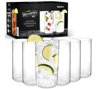 Kitchen Lux Thin Round Drinking Glasses Set of 6-19 oz Tall Water Glasses - Highball Glass Cups Set - Elegant Drinkware - Deluxe Glassware Sets for Sparkling Cocktails, Wine, Beer, Whiskey, Dinner