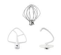 Kitchen Machine Accessory Set, 3-Piece Kitchen Accessories Made of Stainless Steel with K45WW Whisk K45DH Dough Hook and K45B Flat Beater for Making a Variety of Delicious Foods Such as Cakes